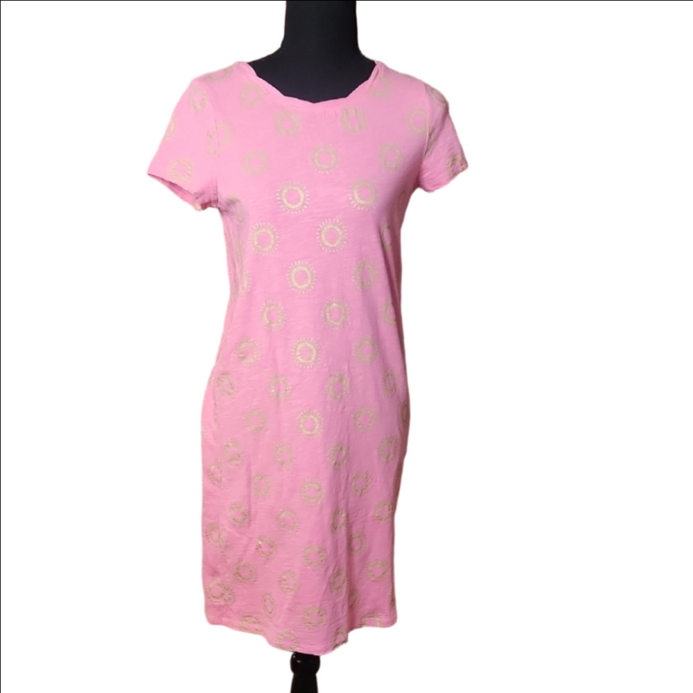 Boden Pink and Gold Tshirt Dress, Size 4